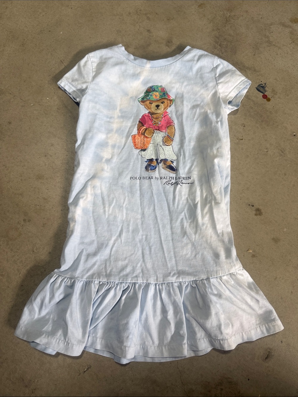 Polo by Ralph Lauren Girls Short Sleeve Tie-Dye Polo Bear A-Line Dress